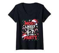 Mujer 67 Funny Christmas Meme Most Likely To Say 67 At The Party Camiseta Cuello V