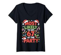 Mujer 67 Funny Christmas Meme Most Likely To Say 67 At The Party Camiseta Cuello V