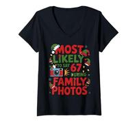Mujer 67 Funny Christmas Meme Most Likely To Say 67 Family Photos Camiseta Cuello V