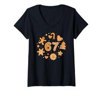 Mujer 67 Gingerbread Cookies Meme Funny Six Seven Alpha Slang Camiseta Cuello V