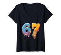 Mujer 67 Ice Cream Drip Meme | Funny Six Seven Gen Alpha Slang Camiseta Cuello V