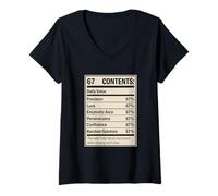 Mujer 67 Información nutricional Número Viral de la Jerga Alfa de Seis Siete Generaciones Camiseta Cuello V