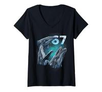 Mujer 67 Meme Ballena Aullando a la Luna Seis Siete Camiseta Cuello V