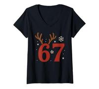 Mujer 67 Meme Christmas Rindeer Holiday - Six Seven Gen Alpha Z Camiseta Cuello V