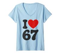 Mujer 67 Meme - Clásico I Love Six Seven Camiseta Cuello V