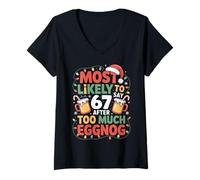 Mujer 67 Meme Funny Christmas Meme Design Most Likely To Say 67 Camiseta Cuello V