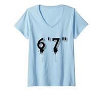 Mujer 67 Meme Ice Cream Drip Six Seven Gen Alpha Slang Vibes Camiseta Cuello V