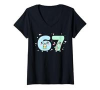 Mujer 67 Meme Kawaii 67 Meme Fun Six Seven 6 7 Meme Camiseta Cuello V