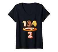 Mujer 67 Meme Six Seven Slang Divertido Gen Z Maestro de Matemáticas 134/2 Donut Camiseta Cuello V