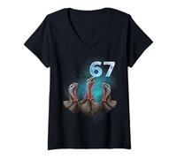 Mujer 67 Meme Turquía Aullando a la Luna Seis Siete Camiseta Cuello V