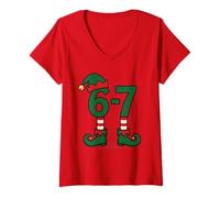 Mujer 67 Memes Christmas Elf Holiday: Six Seven Gen Alpha Z Camiseta Cuello V