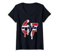 Mujer 67 Noruega Six Seven Bandera Noruega Camiseta Cuello V
