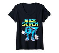 Mujer 67 Six Seven 6-7 - Funny Italian Brainrot Kids Gaming Meme Camiseta Cuello V