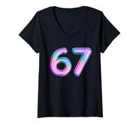 Mujer 67 Six Seven 6 7 Meme Ballon Divertido Niño Niña Niños Camiseta Cuello V
