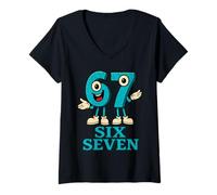 Mujer 67 Six Seven 6-7 - Meme Divertido Italiano Brainrot Kids Gaming Camiseta Cuello V