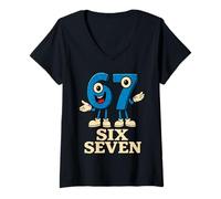 Mujer 67 Six Seven 6-7 - Meme Divertido Italiano Brainrot Kids Gaming Camiseta Cuello V
