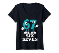 Mujer 67 Six Seven 6-7 - Meme Divertido Italiano Brainrot Kids Gaming Camiseta Cuello V