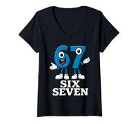 Mujer 67 Six Seven 6-7 - Meme Italiano de Brainrot Gen Alpha para Videojuegos Camiseta Cuello V