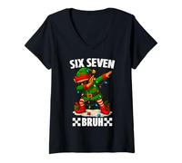 Mujer 67 Six Seven Bruh Funny Christmas Dabbing Elf 6 7 Meme Camiseta Cuello V