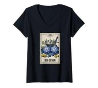 Mujer 67 Six Seven Meme Vintage RPG Dados Board Gamer Tarot Card Camiseta Cuello V
