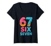 Mujer 67 Sixty Seven Donut Glaseado Chispas Six Seven 67 Camiseta Cuello V