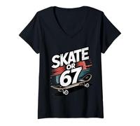 Mujer 67 Skate Or 67 6 7 Meme Get Sendy Gen Alpha Slang 6 7 Camiseta Cuello V