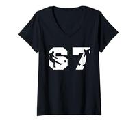 Mujer 67 Soccer Player Silhouette Action Number Gráfico Camiseta Cuello V