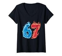 Mujer 67 Water and Fire Six Seven | Gen Alpha Slang | Meme Camiseta Cuello V