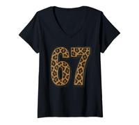 Mujer 67 Wild Safari con Estampado Animal de Leopardo, Estilo Vintage, Six Seven Camiseta Cuello V