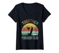 Mujer 7 Wedding Anniversary For Couple - Seven Years of Marriage Camiseta Cuello V