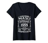Mujer 70 cumpleaños Nacido en Mayo de 1955 Vintage 70 años Camiseta Cuello V