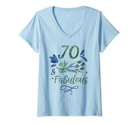 Mujer 70 y Fabuloso cumpleaños Viejos Fiesta Edad Setenta 70 años Camiseta Cuello V