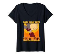 Mujer 70s 80s Back In my Days Seatbelts Were Suggestions Camiseta Cuello V