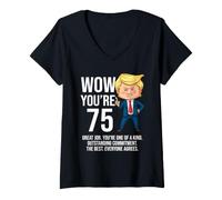 Mujer 75th Birthday 75 Años Funny Trump Republican Party Camiseta Cuello V