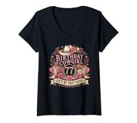 Mujer 77th Birthday Cowgirl 77 Year Old Country Western Girl Women Camiseta Cuello V