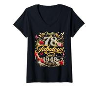 Mujer 78th Birthday Queen Chapter 78 Fabulous Since 1948 Women Camiseta Cuello V
