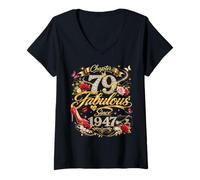 Mujer 79th Birthday Queen Chapter 79 Fabulous Since 1947 Women Camiseta Cuello V