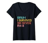 Mujer 8º cumpleaños Six Seven Boy I'm 8 Year Old Bruh 6 7 Bday Kids Camiseta Cuello V
