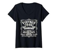 Mujer 80 Cumpleaños Regalo Hombre y Mujer Vintage Año 1946 Camiseta Cuello V