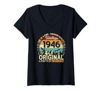 Mujer 80 Cumpleaños Regalo Hombre y Mujer Vintage Año 1946 Camiseta Cuello V