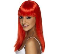 Mujer 80s 1980s Glamourama Disfraz Peluca Rojo Neón Gallina Nuevo por Smiffys