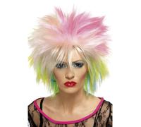 Mujer 80s Actitud Peluca Multicolor Cutie Rock Punk Salvaje Disfraz Infantil