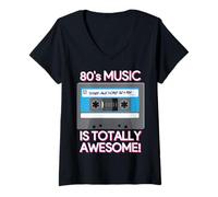 Mujer 80's Music Is Totally Awesome Camiseta Cuello V