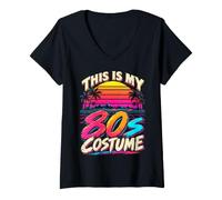 Mujer 80s Throwback Party Outfit Back to The 80's Era Retro Style Camiseta Cuello V