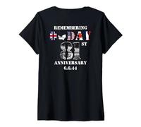 Mujer 81 del Día D 1944 6 de junio de la Segunda Guerra Mundial Memorial Veterano ARTE EN LA ESPALDA Camiseta Cuello V
