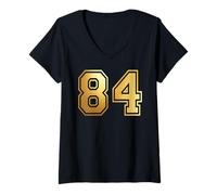 Mujer 84 Número Ochenta y Cuatro Equipos Deportivos gráfico Varsity Matching Camiseta Cuello V