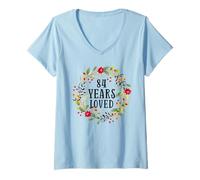 Mujer 84 Years Old 84th Birthday Women Cool 84 Years Loved Camiseta Cuello V