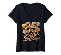 Mujer 85 Feliz Cumpleaños 85 Aniversario Hombres Mujeres Camiseta Cuello V
