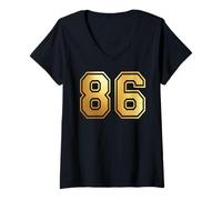 Mujer 86 Número Ochenta y Seis Equipos Deportivos gráfico Varsity Matching Camiseta Cuello V