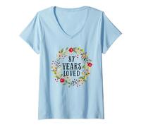Mujer 87 Years Old 87th Birthday Women Cool 87 Years Loved Camiseta Cuello V
